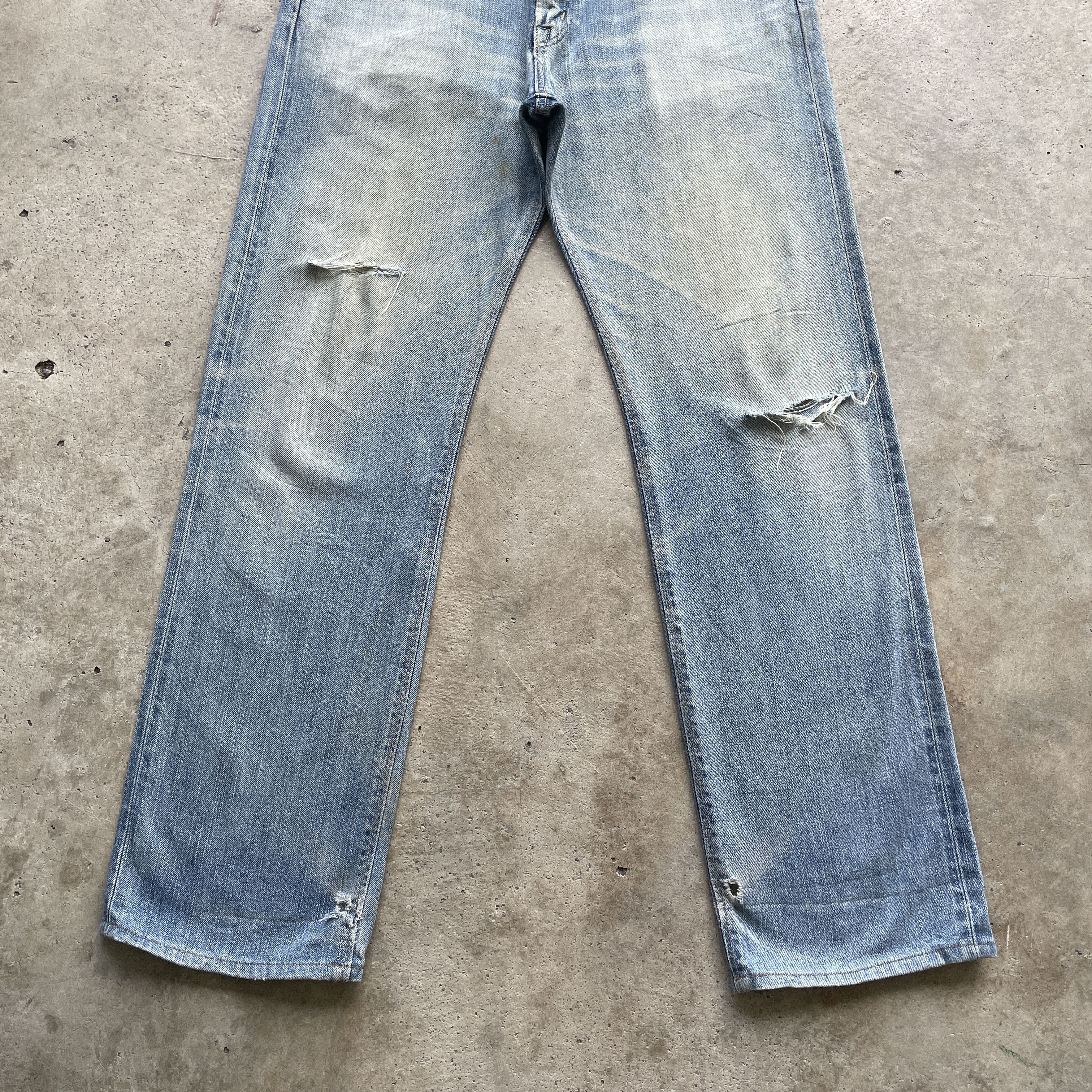 Edwin VINTAGE EDWIN 505 DISTRESSED BAGGY FADED REDLINE JEANS PANTS Size US 33 - 4 Thumbnail