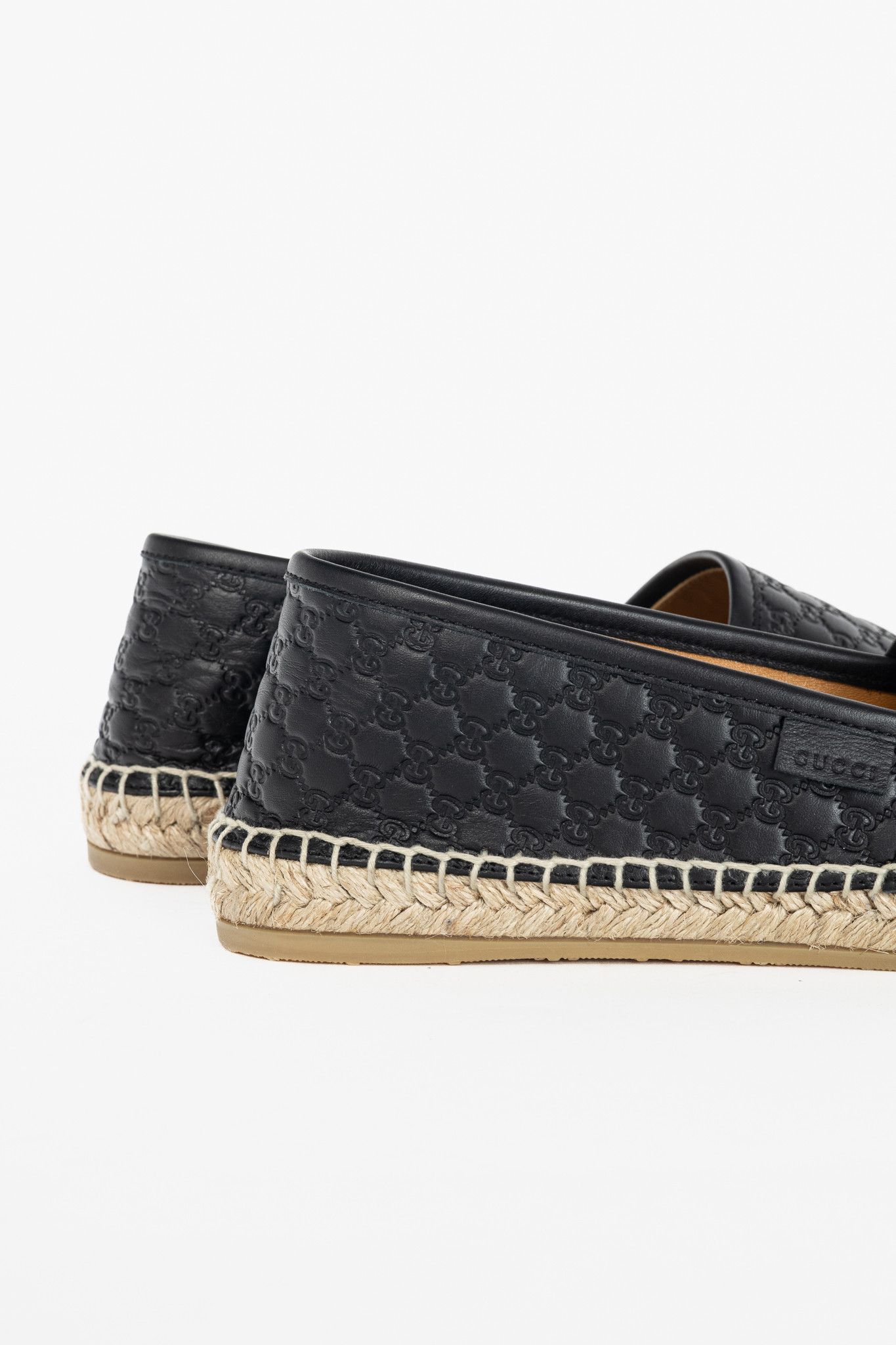 Gucci Gucci Black Microguccissima Leather Flat Espadrilles Size US 6.5 / IT 36.5 - 8 Thumbnail