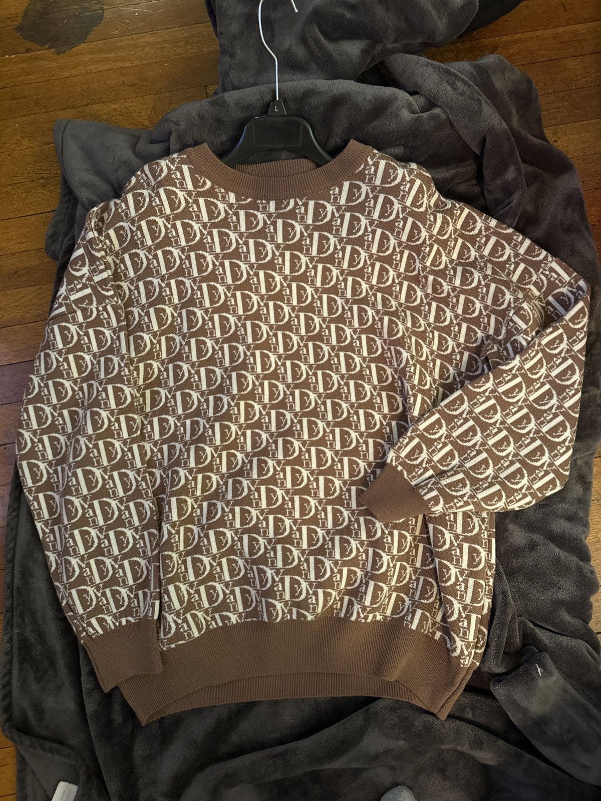 image of Vandy The Pink Monogram Sweater- Brown, Men's (Size Medium)