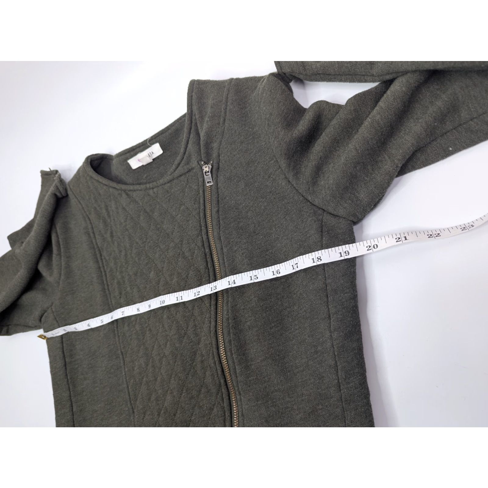 Athleta Athleta Jacket Womens Medium Olive Gray Quilted Full Zip Biker Coat Knit Cotton Short Sleeve (Regular) Mens? Size M / US 6-8 / IT 42-44 - 7 Thumbnail