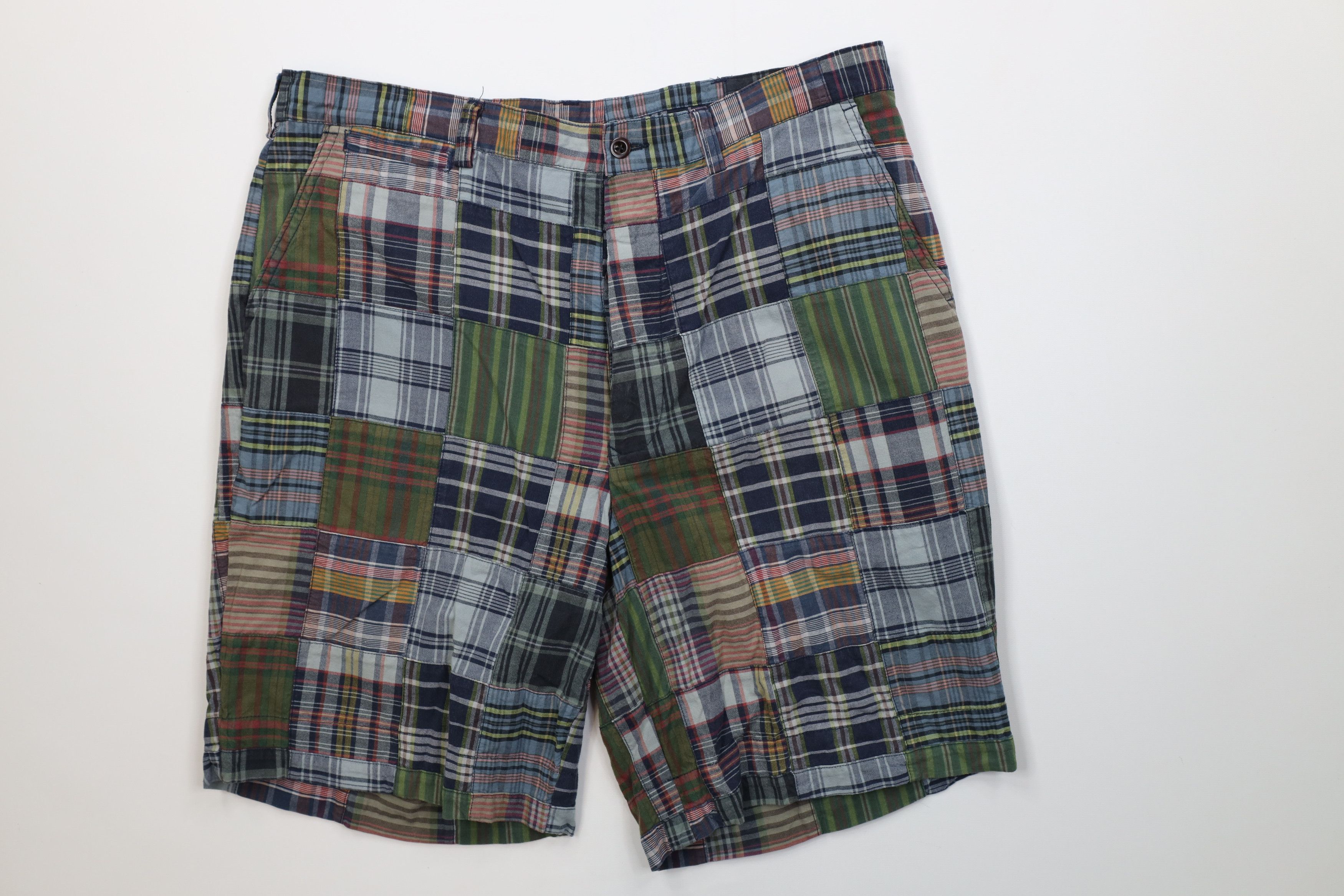 Ralph Lauren Vintage 90s Ralph Lauren Plaid Patchwork Button Fly Shorts Size US 36 / EU 52 - 1 Thumbnail
