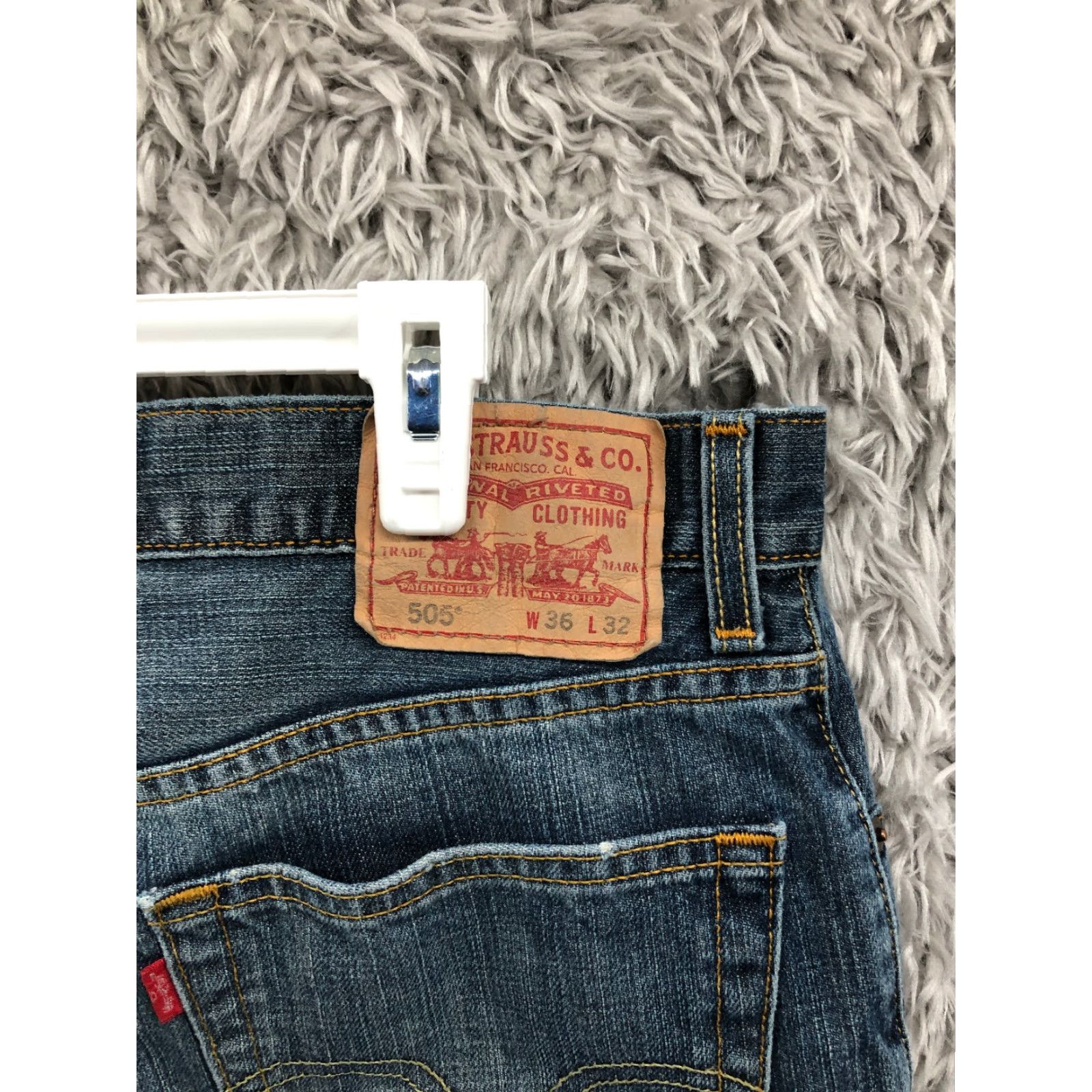 Levi's Levi's 505 Jeans Size 36x32 Mens Mid Rise Straight Leg Dark Wash Blue Denim Jeans Size US 36 / EU 52 - 6 Thumbnail