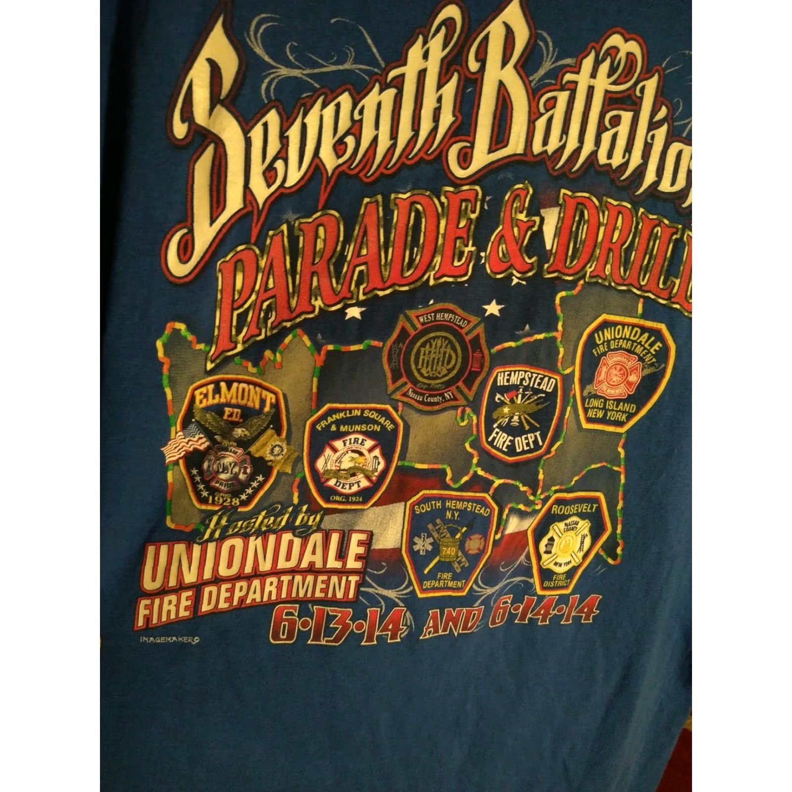Gildan VINTAGE Official Work Gear Uniondale Long Island New York Fire Department T-Shirt 3XL Blue Fire Gildan Short Sleeve Men Size US XXL / EU 58 / 5 - 4 Thumbnail
