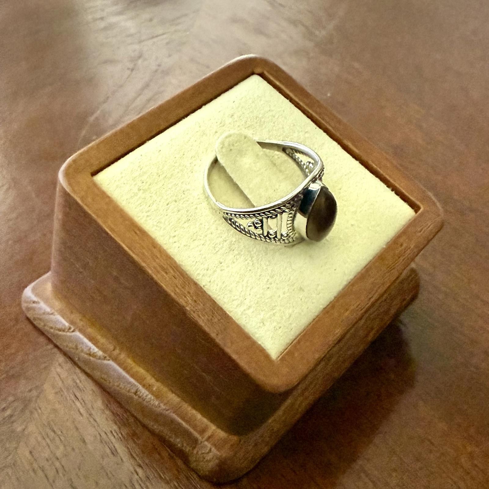 Designer Natural Tigers Eye Marquise Sterling Silver Ring Size 6 Size ONE SIZE - 3 Thumbnail