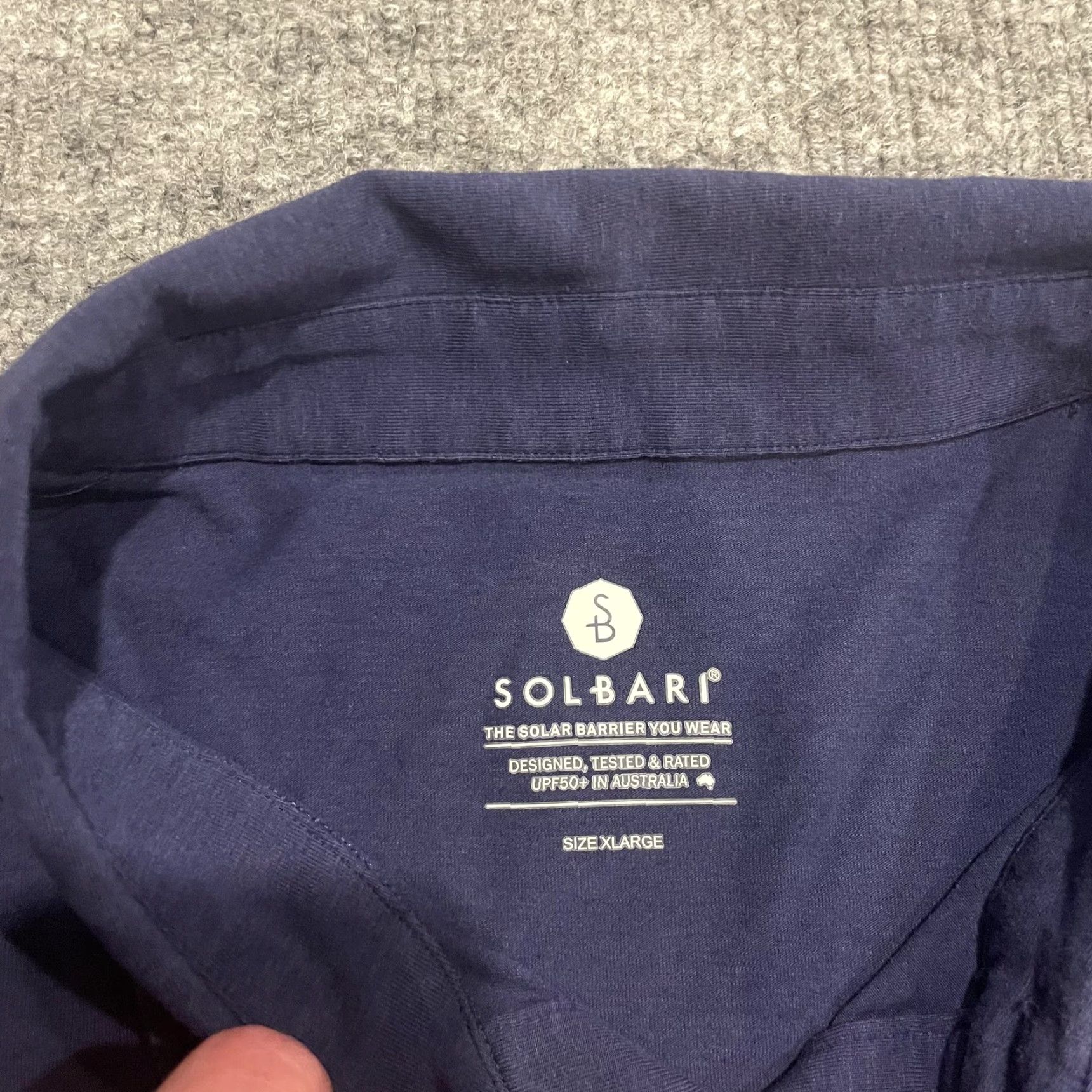 Vintage VINTAGE? (No) Solbari Polo Shirt Mens XL Navy Blue Long Sleeve UPF50 Sun Protection Cotton Size US XL / EU 56 / 4 - 5 Thumbnail
