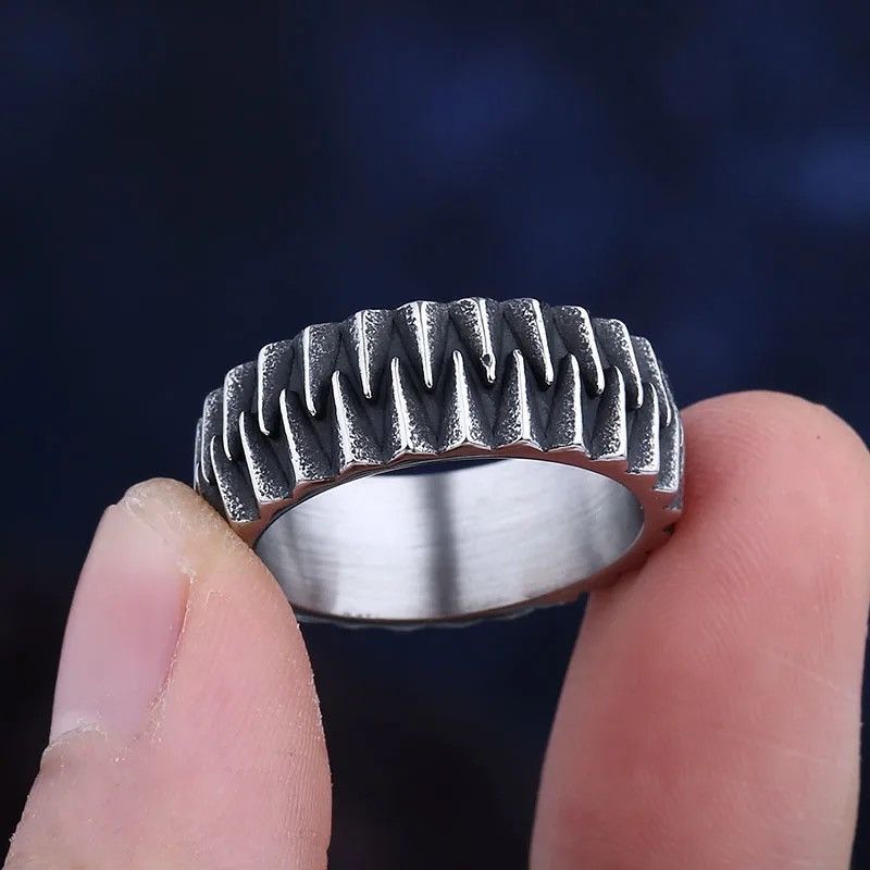 Jewelry Geometric Gear Ring in Silver, Men's