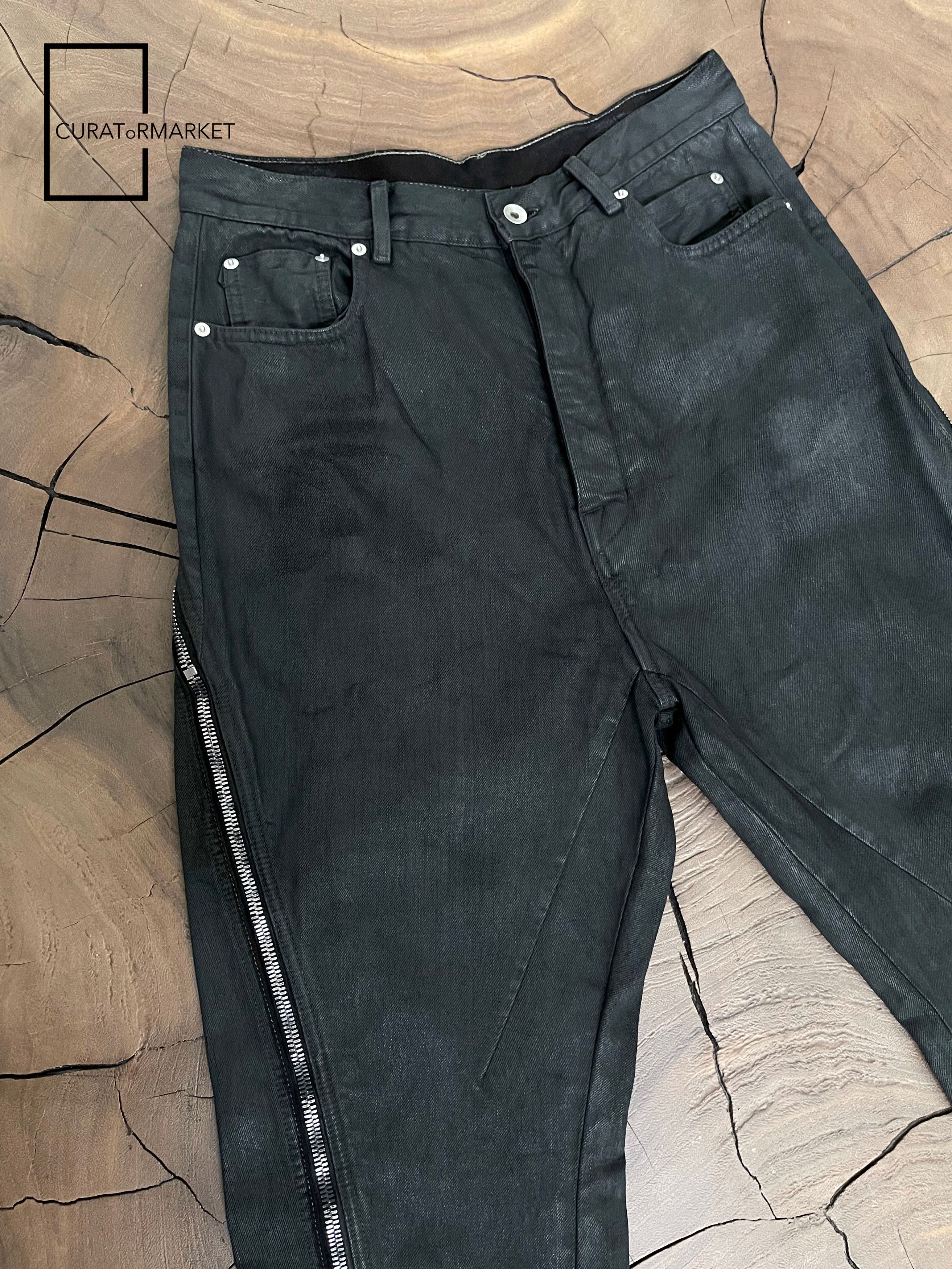 Rick Owens Runway Waxed Bolan Banana Denim Zipper Seam Jeans SS24 Lido Size US 32 / EU 48 - 10 Thumbnail