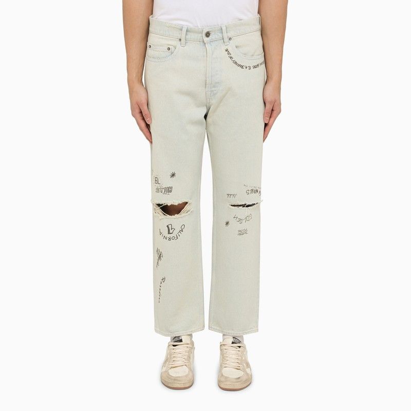 image of Golden Goose Light Regular Denim Jeans With Wear in Blue, Men's (Size 32)