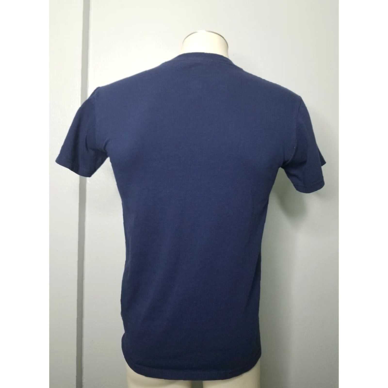 Spell Majestic Tampa Bay Devil Rays AL Baseball Spell Out T Shirt Mens S Navy Blue Crew Neck Graphic Tee Cotton Blend Short Sleeve Adult Small Size US S / EU 44-46 / 1 - 2 Thumbnail