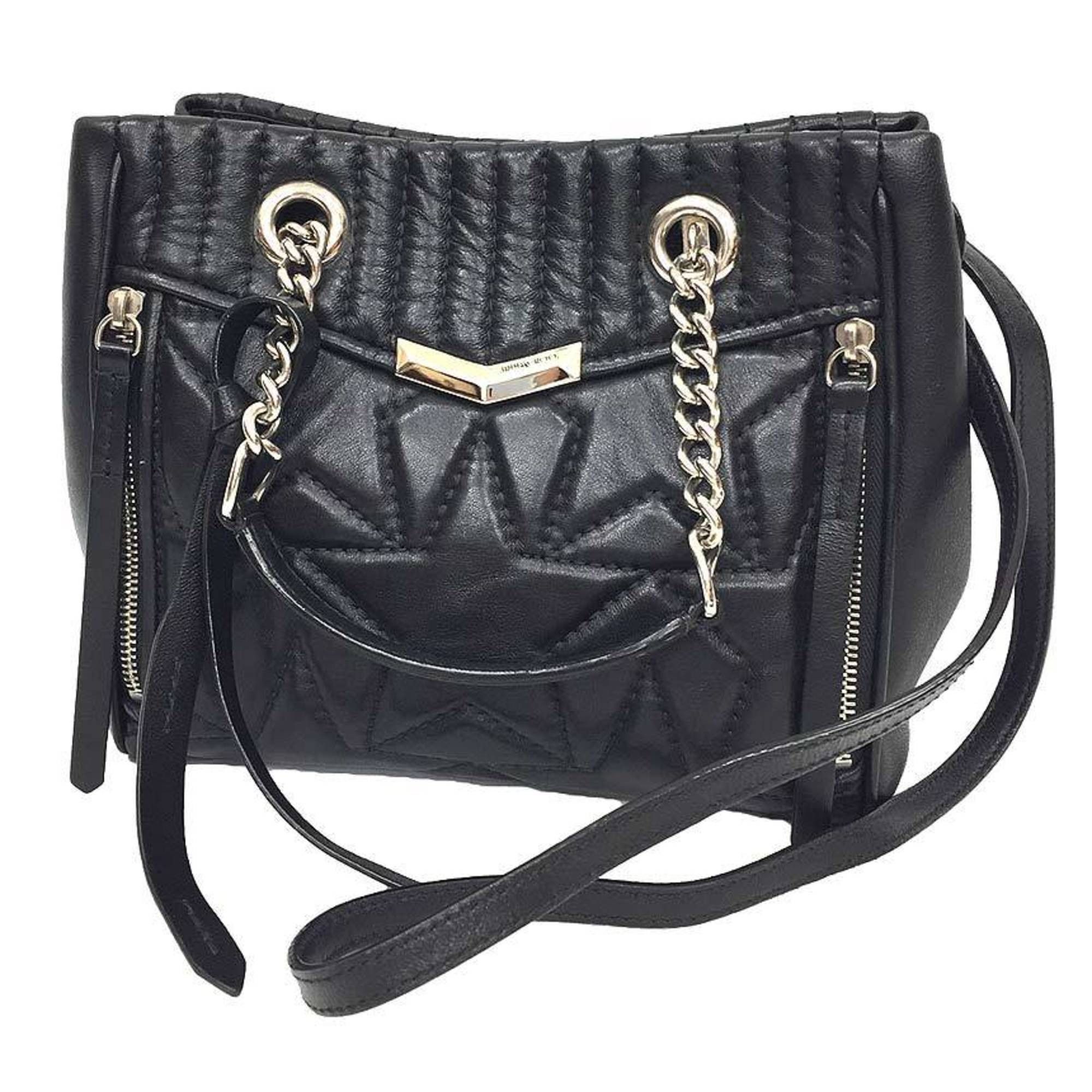 Jimmy Choo Shoulder Bag Helia Chain Tote Black Star Stitch