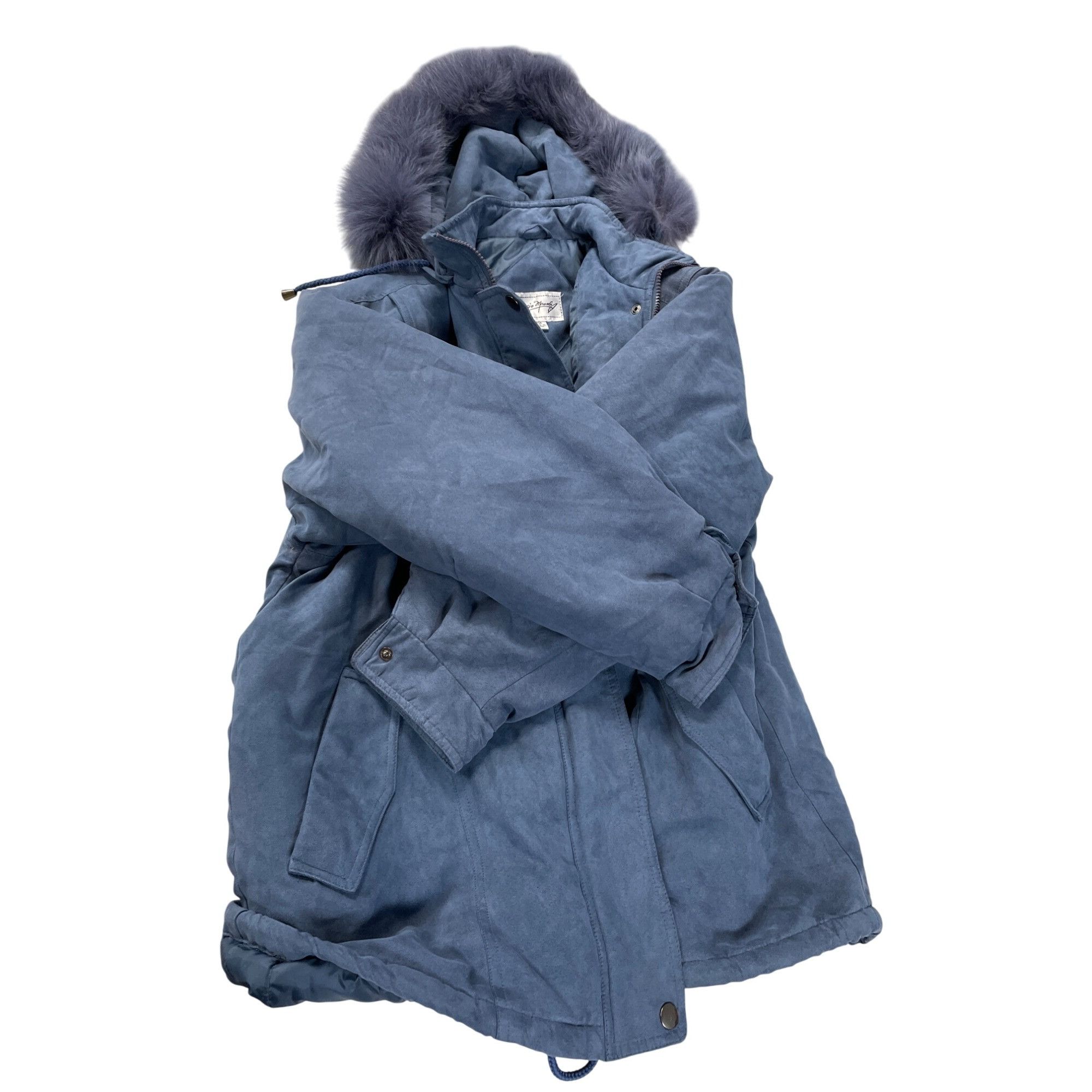 Giorgio Armani Vintage Giorgio Armani Womens blue Faux Fur Hood Parka coat Size XXS / US 00 / IT 34 - 15 Thumbnail