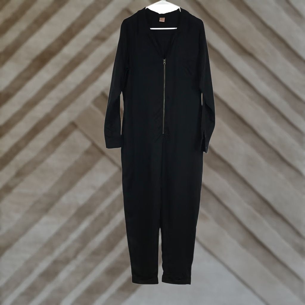Vintage Smash + Tess Jumpsuit Romper Womens M Black Tencel Zip Front Long Sleeve Utility Size M / US 6-8 / IT 42-44 - 1 Thumbnail