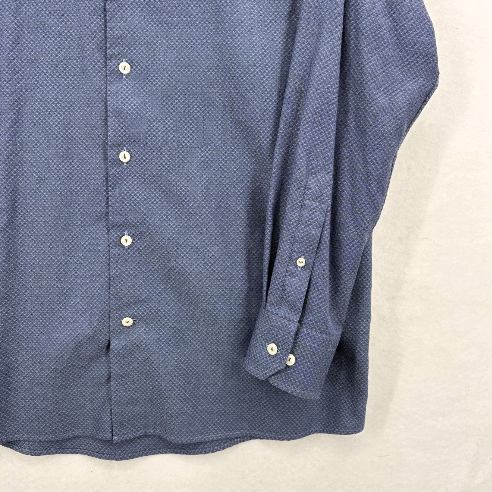 Eton Eton Shirt Mens XL Blue Contemporary Dress Shirt 100% Cotton Pattern Geometric Business Professional Mens XL Blue Dress Shirt Size 46R - 3 Thumbnail