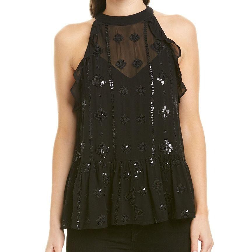 image of Generation Love Black Aria Sequin Top Extra Small Msrp 297, Women's (Size XS)