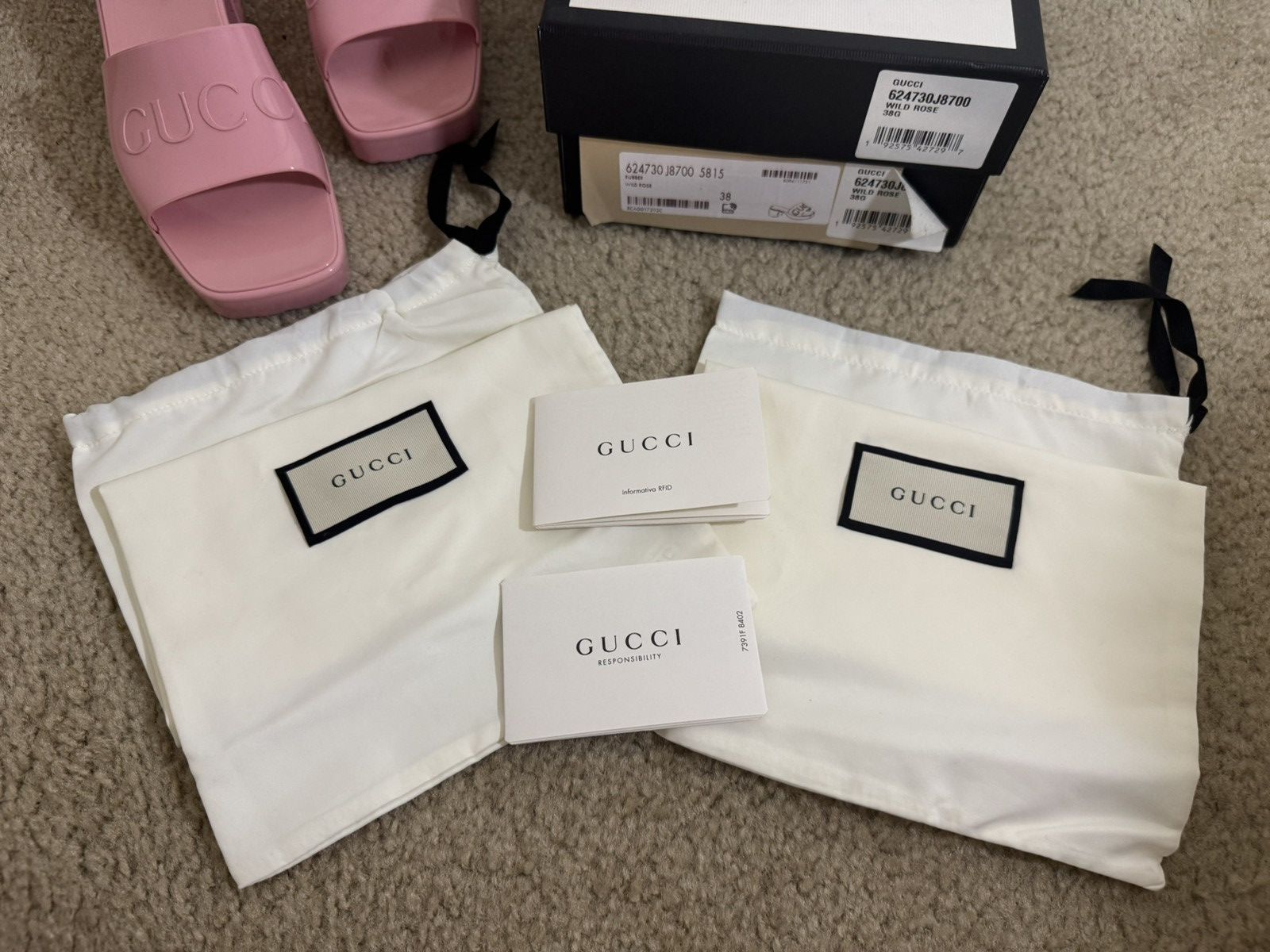 Gucci GUCCI RUBBER SLIDE SANDAL "Wild Rose" Size US 8 / IT 38 - 7 Thumbnail