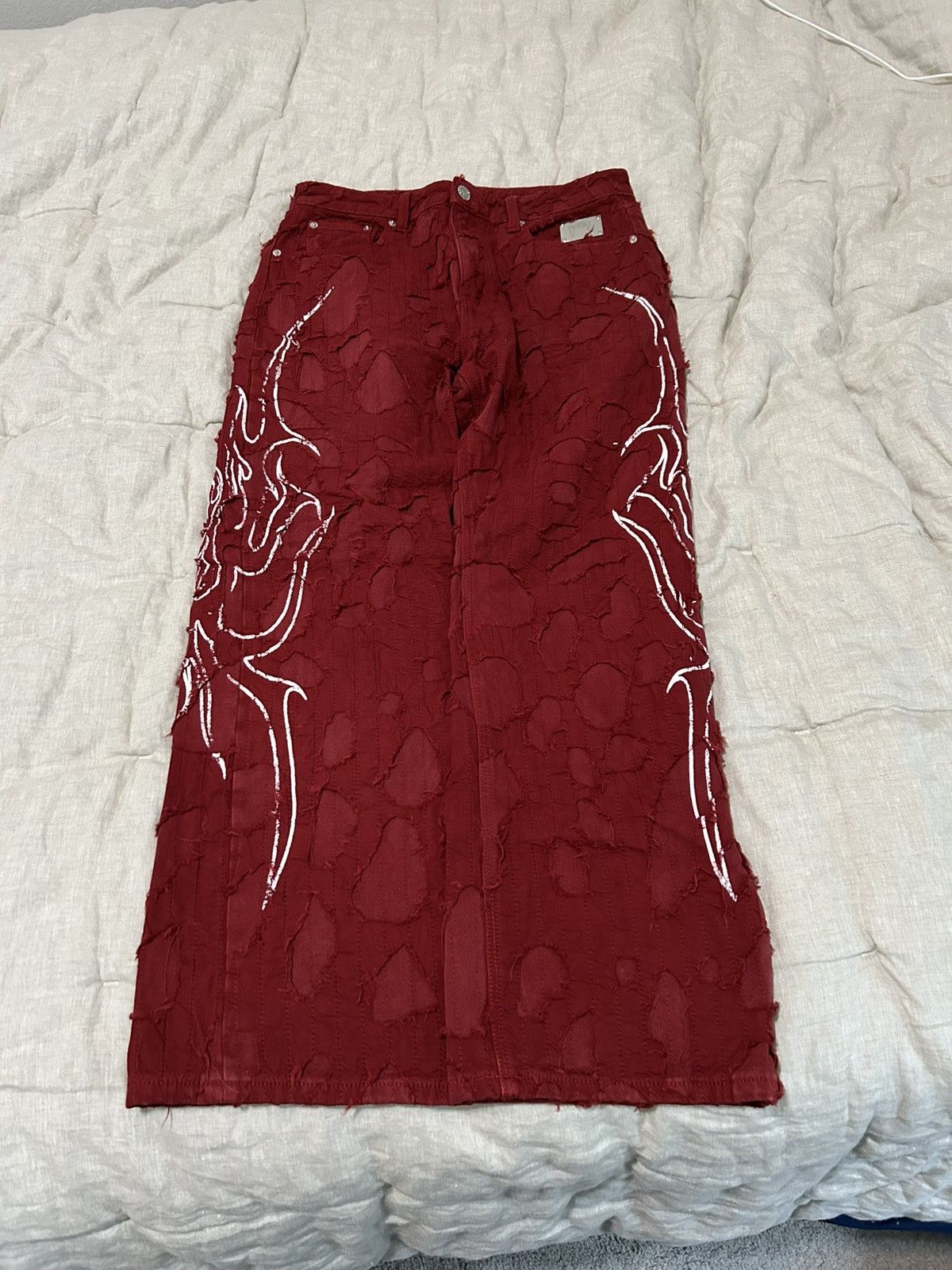 Revenge Revenge Flame Distressed Boro Denim Size US 32 / EU 48 - 1 Thumbnail