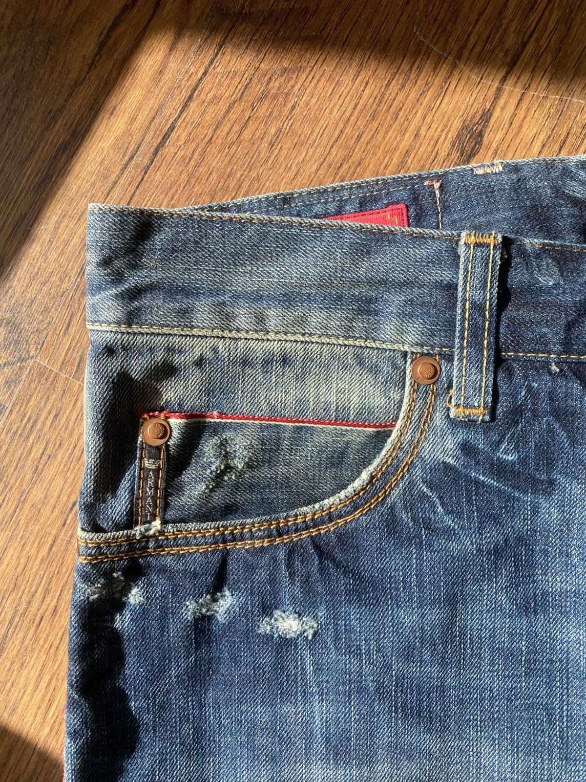 Armani × Vintage Armani Jeans Red Wash Limited Edition Italy Selvage denim Size US 32 / EU 48 - 8 Thumbnail