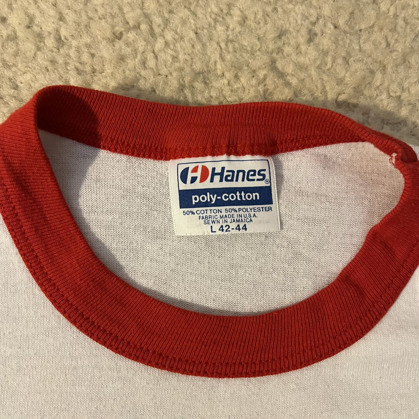 Hanes × Vintage VTG 80s CJHS Student Council Single Stitch Ringer Tee Size US L / EU 52-54 / 3 - 9 Thumbnail