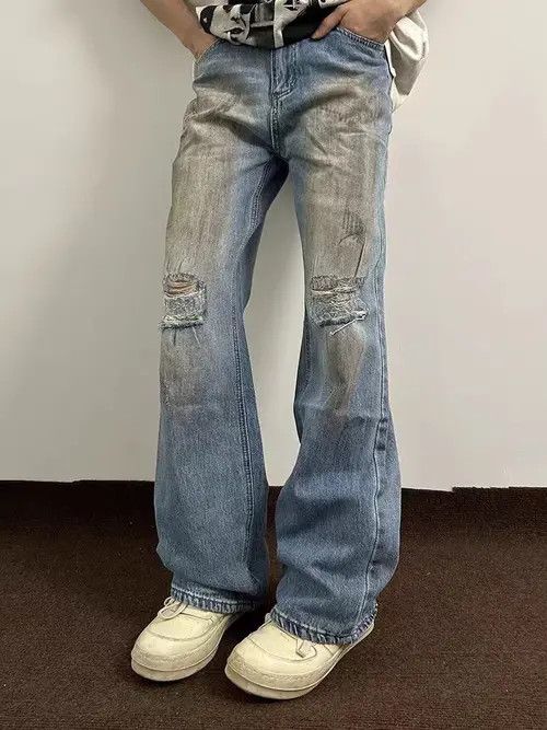 VIBE Street Hip Hop Dirty Dye Ripped Vintage Y2K Jeans Size US 32 / EU 48 - 2 Thumbnail