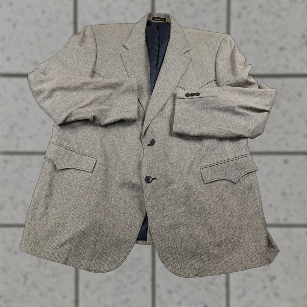 Vintage VINTAGE Circle S Suit 2 Piece Mens Gray Silk Western Jacket Trouser Pants 50L 32X33 Big & Tall Size 50R - 1 Thumbnail
