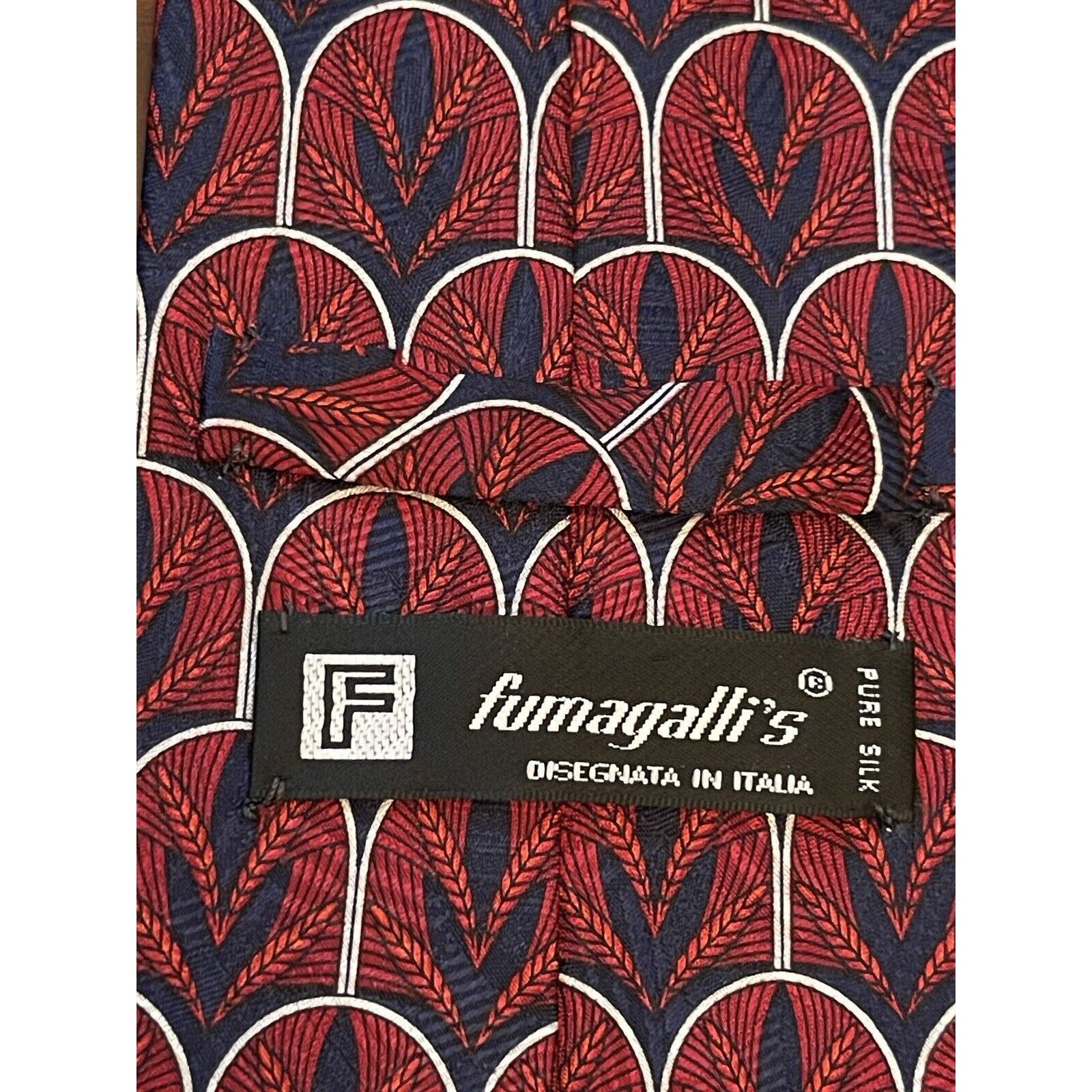 & Other Stories Fumagalli’s Red Blue 100% Silk Men’s Neck Tie Made In Spain Size ONE SIZE - 10 Thumbnail