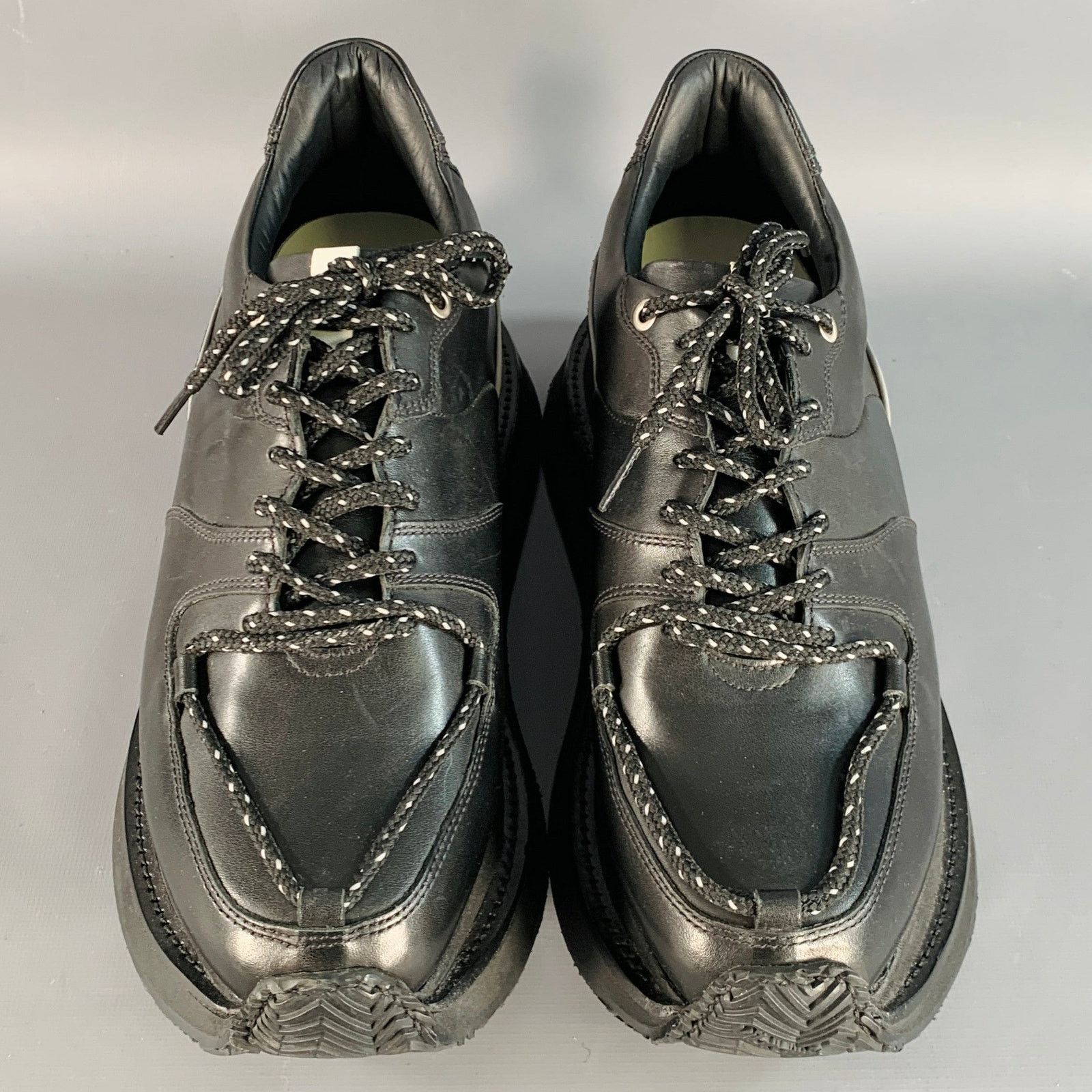 Other BODYSONG Size 8.5 Black Leather Low Top Platform Sneakers Size US 8.5 / EU 41-42 - 4 Thumbnail