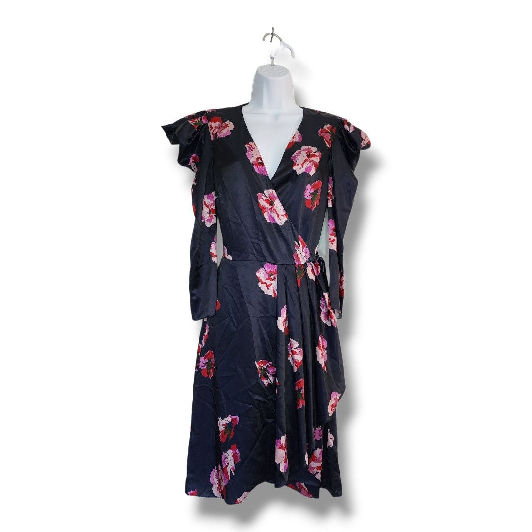 Joie Joie Miltona Navy Blue Floral Midi Wrap Dress Size Small Size S / US 4 / IT 40 - 1 Thumbnail