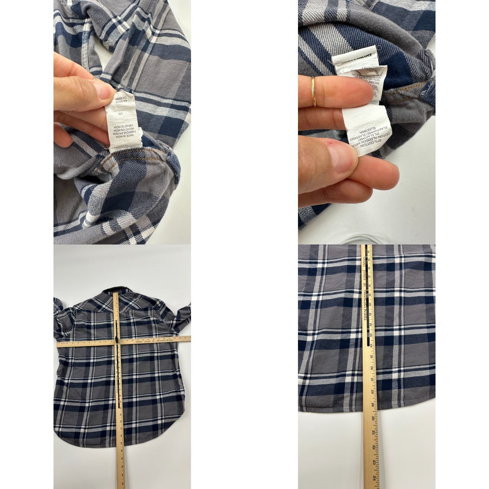 Lucky Brand Lucky Brand Shirt Mens Large Gray Blue Flannel Plaid Pocket Button Up Size US L / EU 52-54 / 3 - 8 Thumbnail