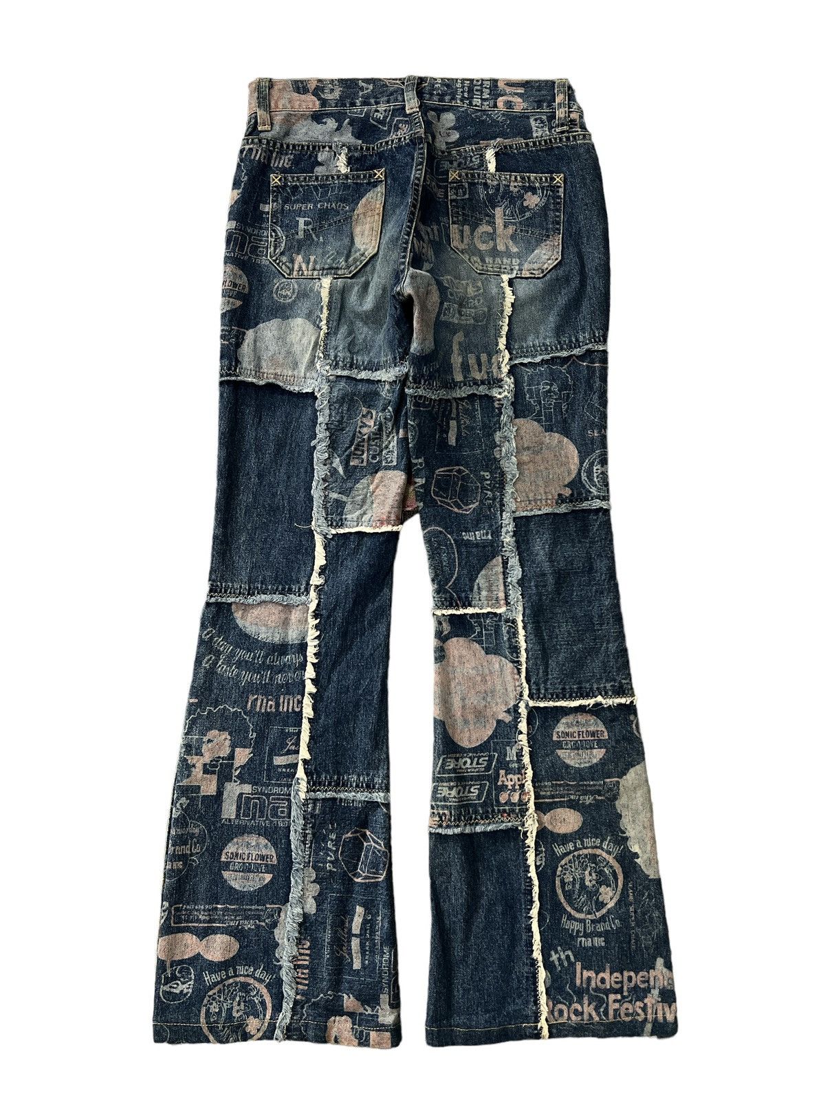 If Six Was Nine FLARED💥RNA PATCHWORK DISTRESSED DENIM PANT Size US 28 / EU 44 - 1 Thumbnail