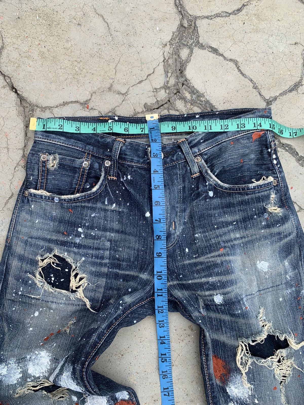 Edwin EDWIN DISTRESSED CUSTOM PAINT SPLATTER JEANS Size US 30 / EU 46 - 6 Thumbnail