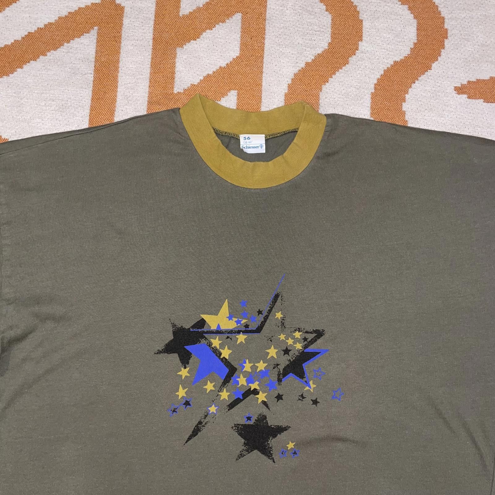 Designer Schiesser 90s Stars Graphic Ringer T-Shirt XL Size US XL / EU 56 / 4 - 3 Thumbnail