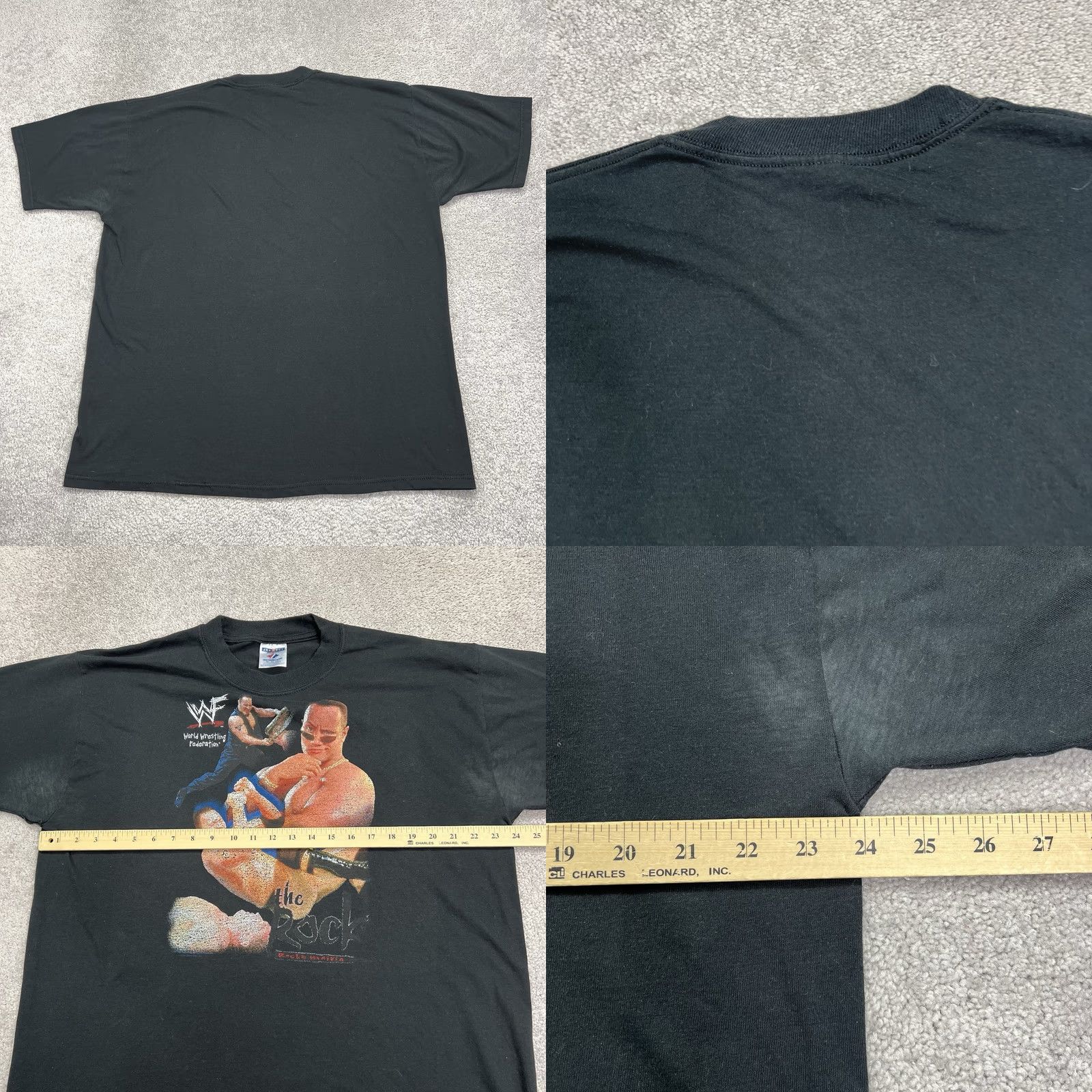 Jerzees VINTAGE WWF The Rock Shirt Adult XL 90s 1999 Wrestling Black Short Sleeve Flaw Size US XL / EU 56 / 4 - 8 Thumbnail