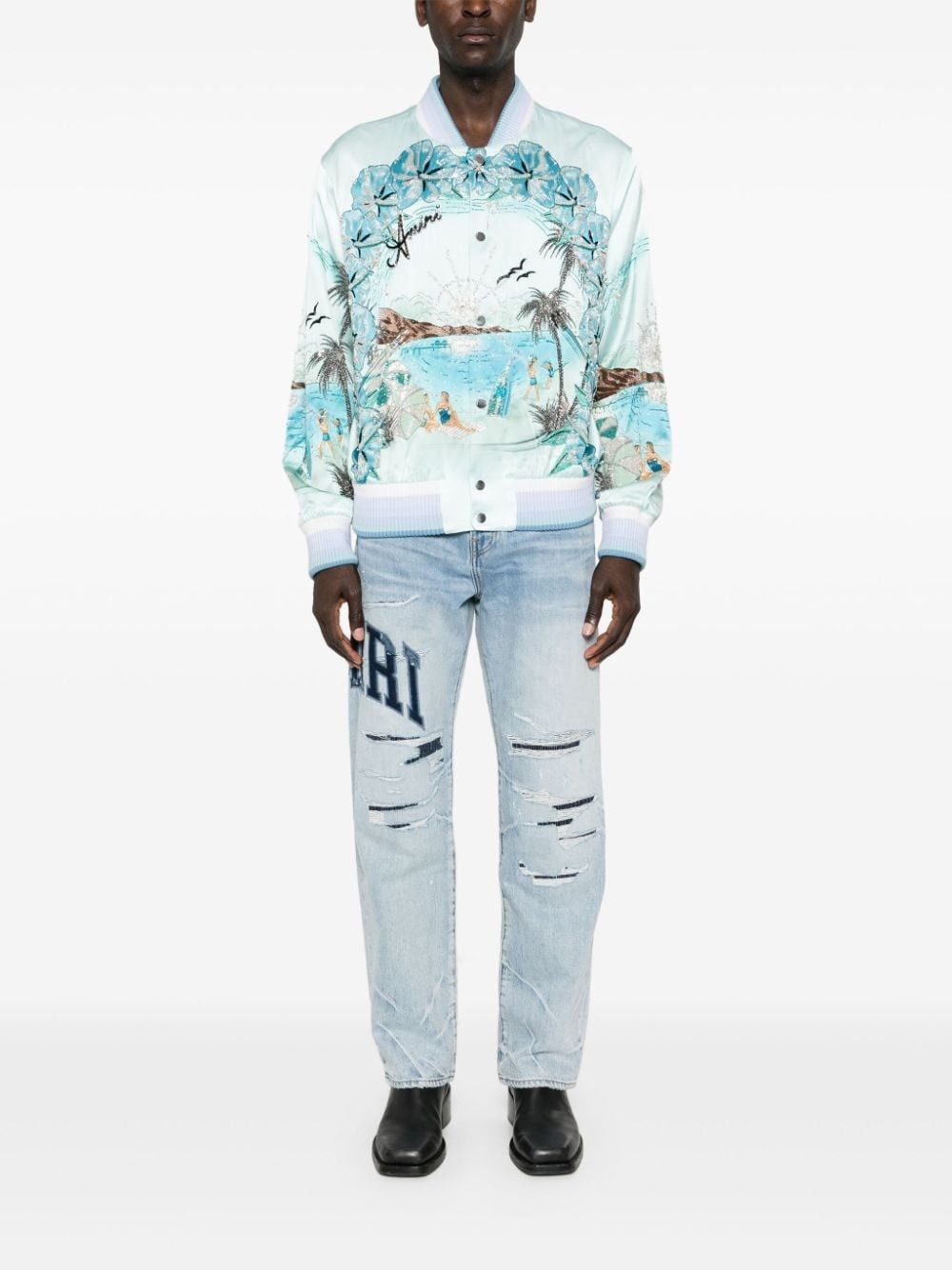 Amiri o1s1wg111025 Paradise Beaded Bomber Jacket in Multicolor Size US XL / EU 56 / 4 - 2 Thumbnail