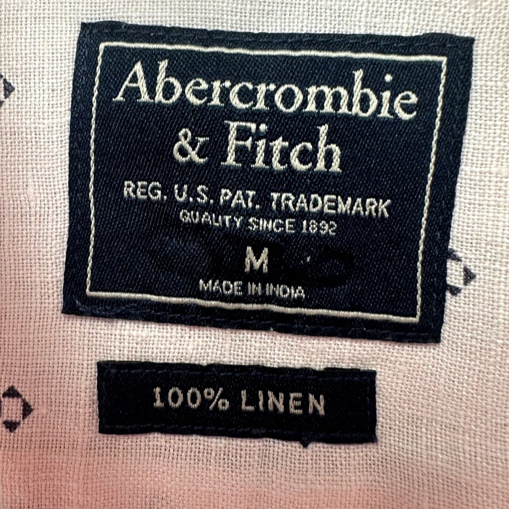 Abercrombie & Fitch Abercrombie & Fitch Shirt Mens Button-Down Geometric 100% Linen Light Pink Medium Long Sleeve Button-Up Collared Vintage? No (remove) Size US M / EU 48-50 / 2 - 5 Thumbnail