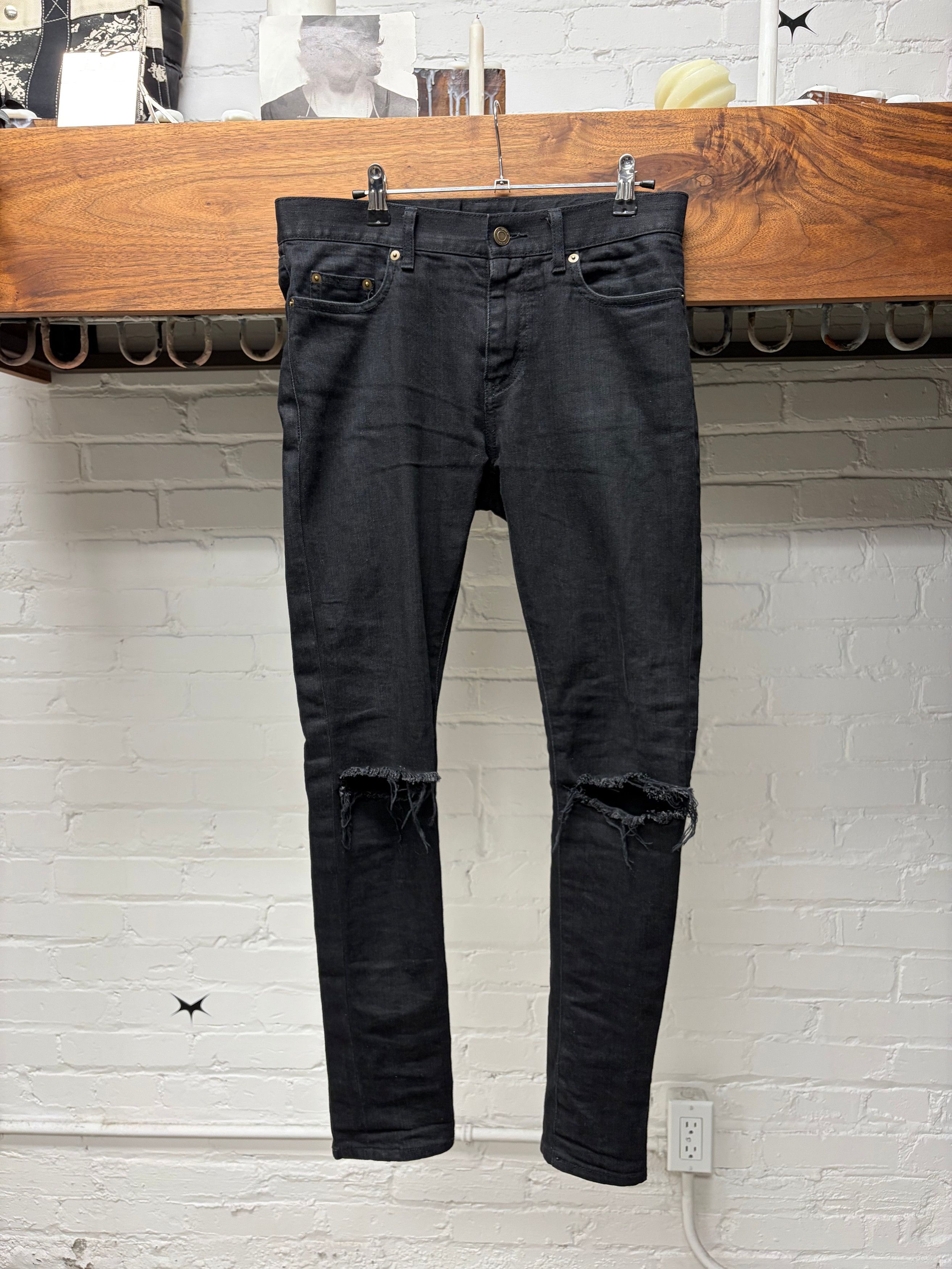 Saint Laurent Paris 2015 Saint Laurent by Hedi Slimane ‘D02’ Distressed Black Denim Size US 29 - 1 Thumbnail