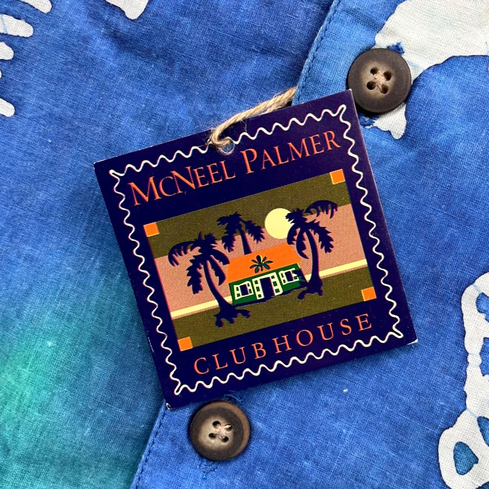 Vintage VINTAGE McNeel Palmer Clubhouse Men’s Hawaiian Camp Shirt Blue Floral S/S Large Size US L / EU 52-54 / 3 - 6 Thumbnail