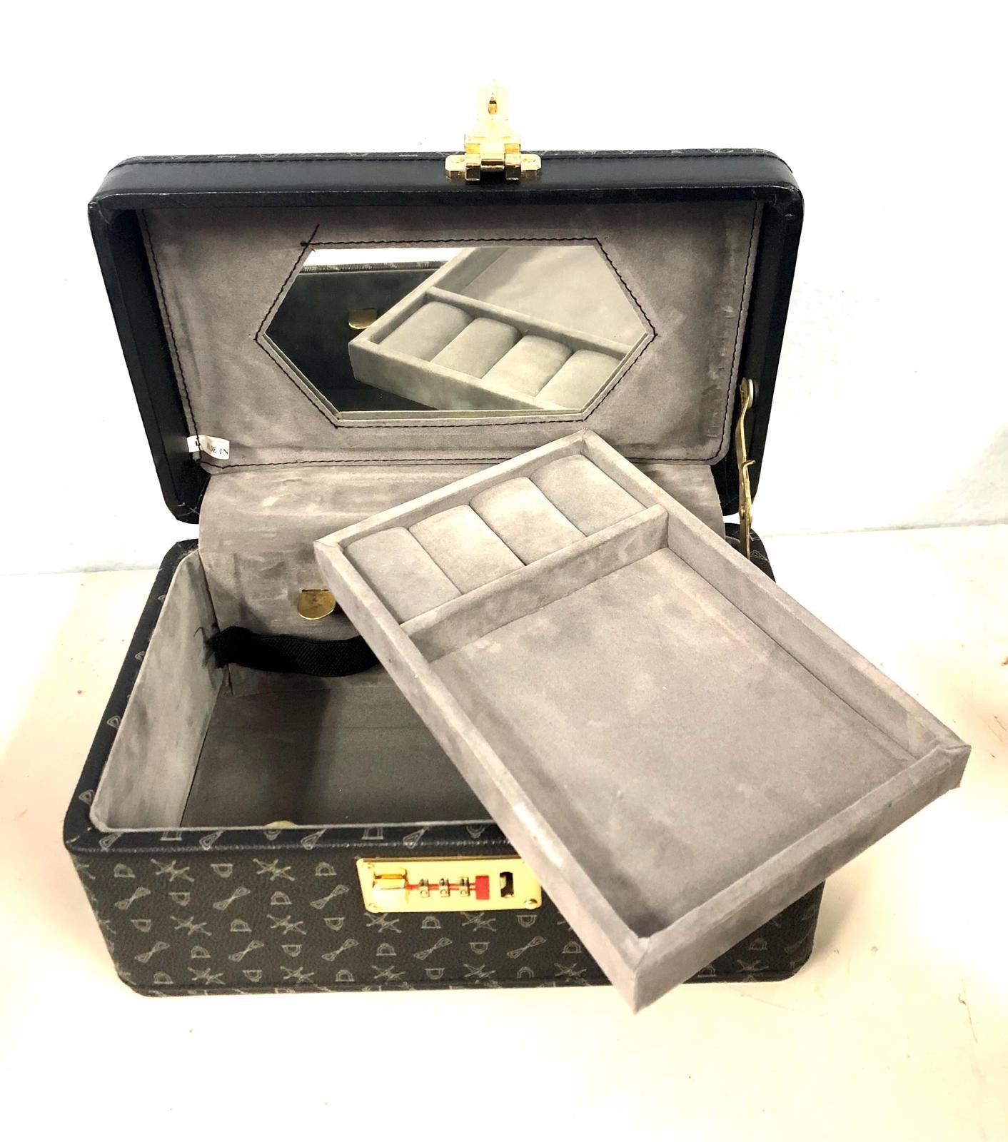 Designer Jewelry Toiletry Makeup Briefcase Carrying Bag Black/Gray Size ONE SIZE - 1 Thumbnail