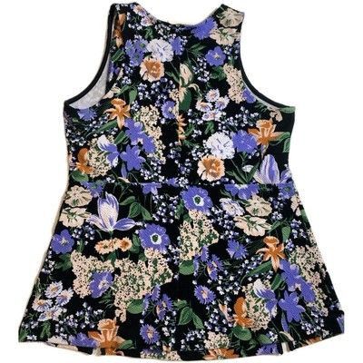 Other Maeve Floral Peplum Tank Top Cotton Blend Button Side Sz M Size M / US 6-8 / IT 42-44 - 2 Thumbnail