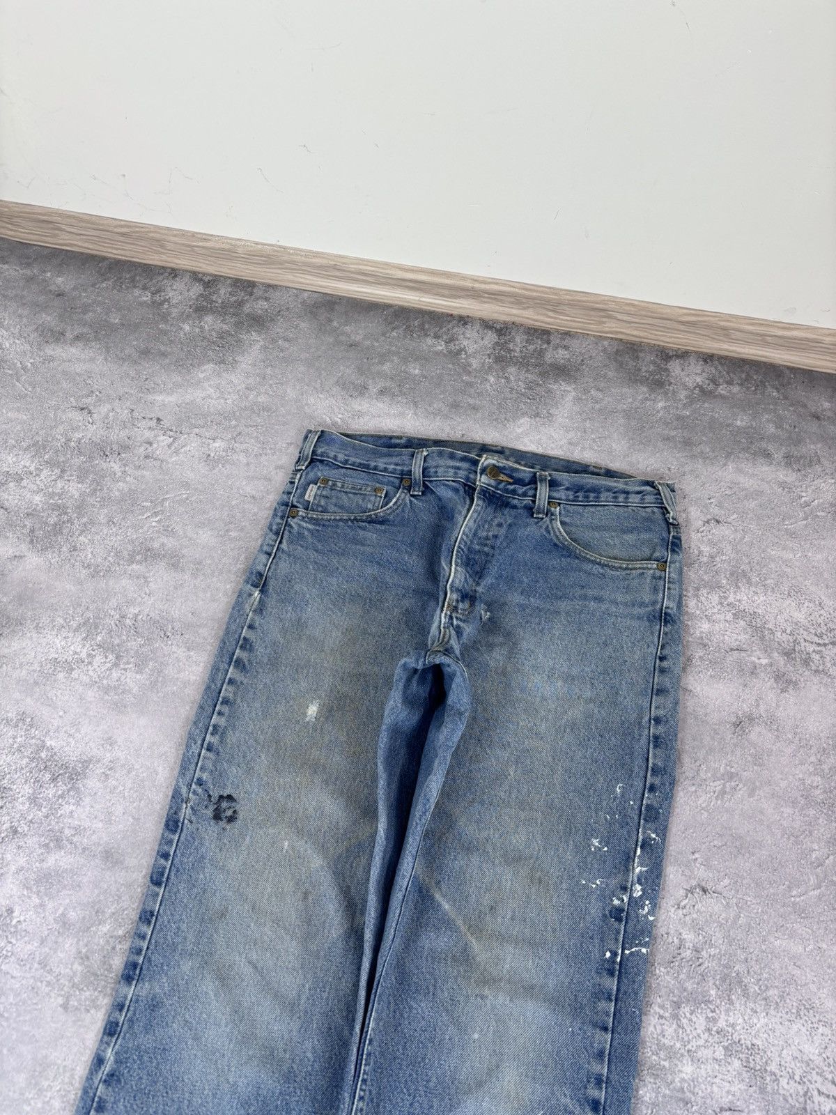 Carhartt Carhartt Men’s Denim Jeans Faded Blue USA Workwear B18 DST Size US 34 / EU 50 - 13 Thumbnail