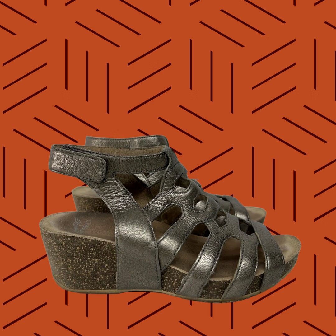Dansko Dansko Selina Gladiator Wedge Sandal Metallic Pewter Napa Leather 38 US 7 Womens Size US 7 / IT 37 - 1 Thumbnail