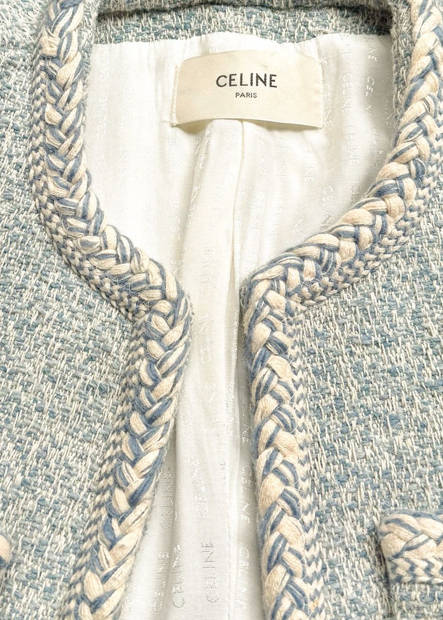 Celine Celine Blue Ivory Tweed Open Cardigan Jacket Size S / US 4 / IT 40 - 3 Thumbnail