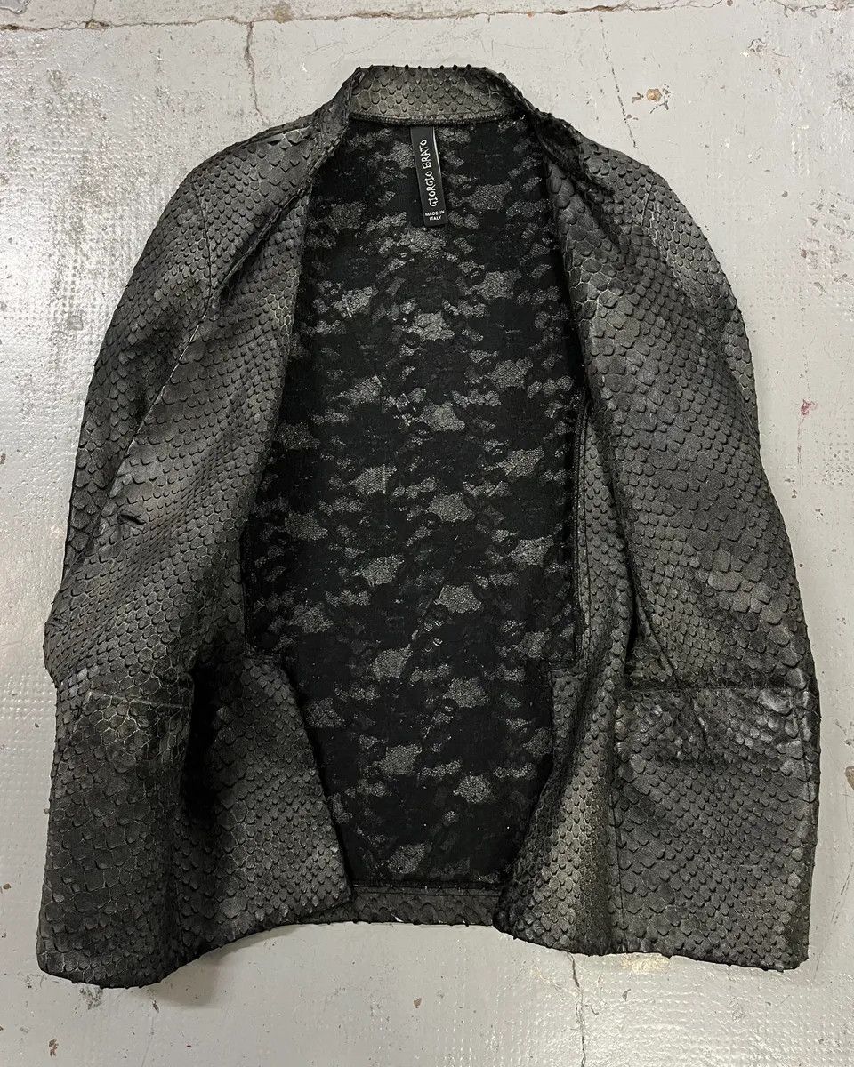Giorgio Brato Giorgio Brato Grey Leather Snakeskin Effect Blazer Jacket Size M / US 6-8 / IT 42-44 - 9 Thumbnail