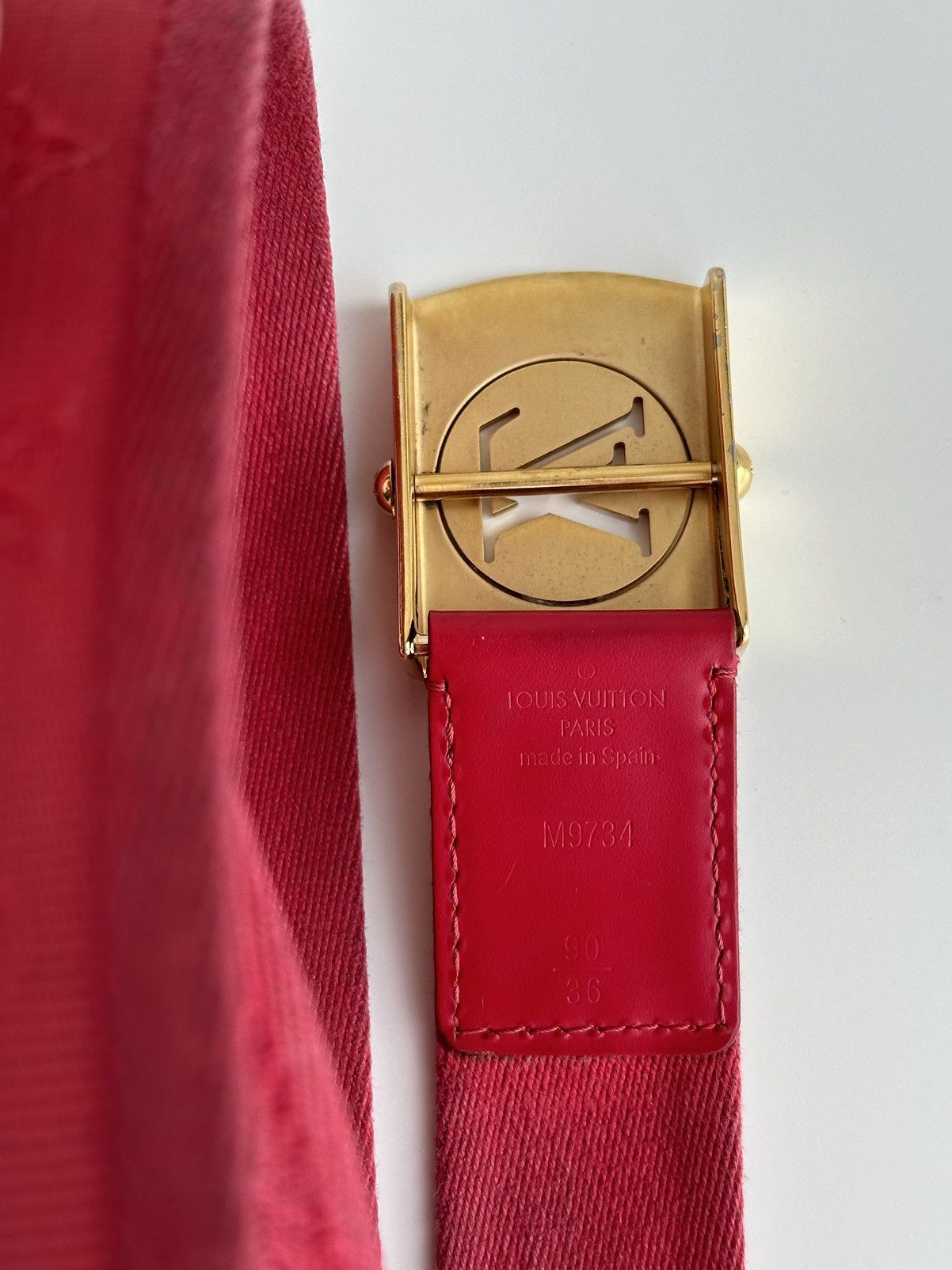 Louis Vuitton Louis Vuitton Red Monogram Canvas Cut Out belt M9734 Size 30 - 5 Thumbnail