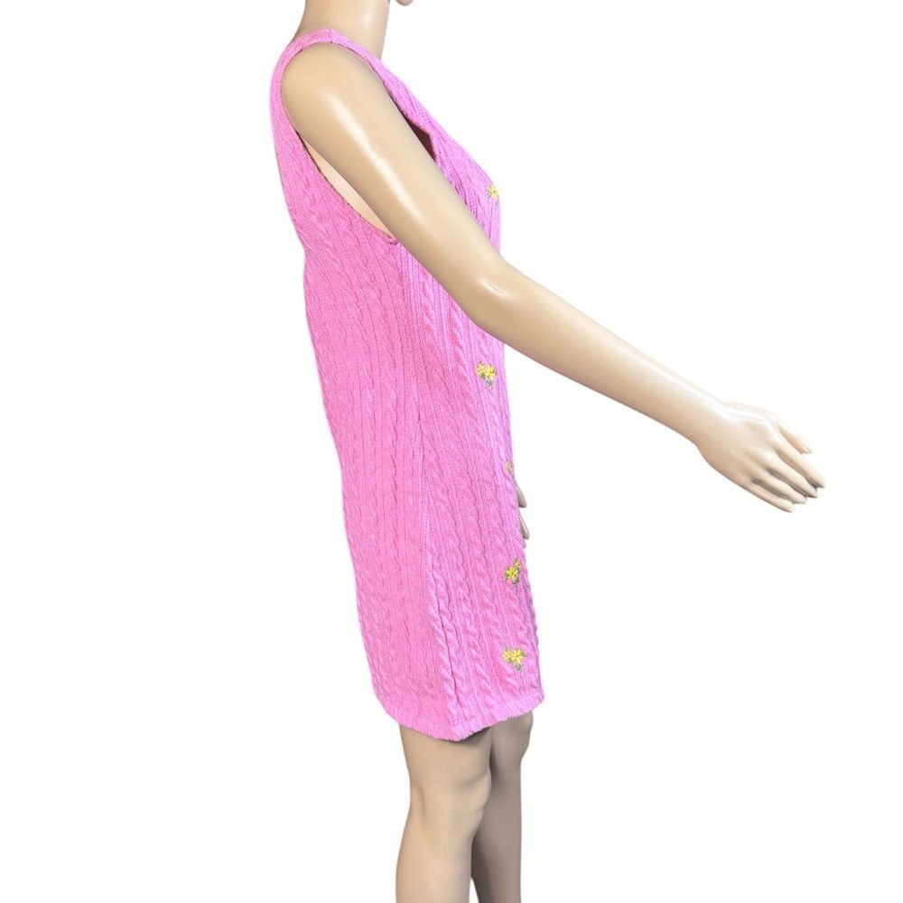 Zara NWT New Zara Cable Knit Embroidered Floral Pink Dress Size Size L / US 10 / IT 46 - 4 Thumbnail