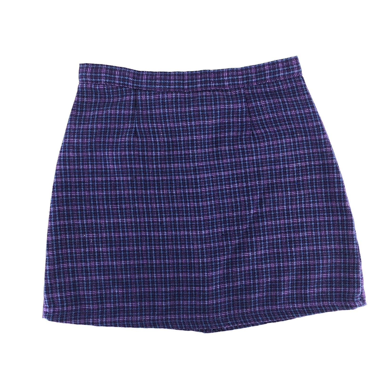 Vintage 90s purple plaid mini skirt 1990s vintage Size 34" / US 12 / IT 48 - 2 Thumbnail