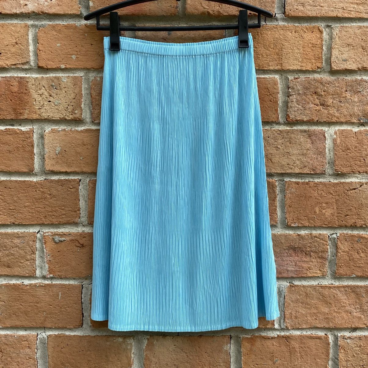 Coneco Sky Blue Pleated Elastic-Waist Skirt