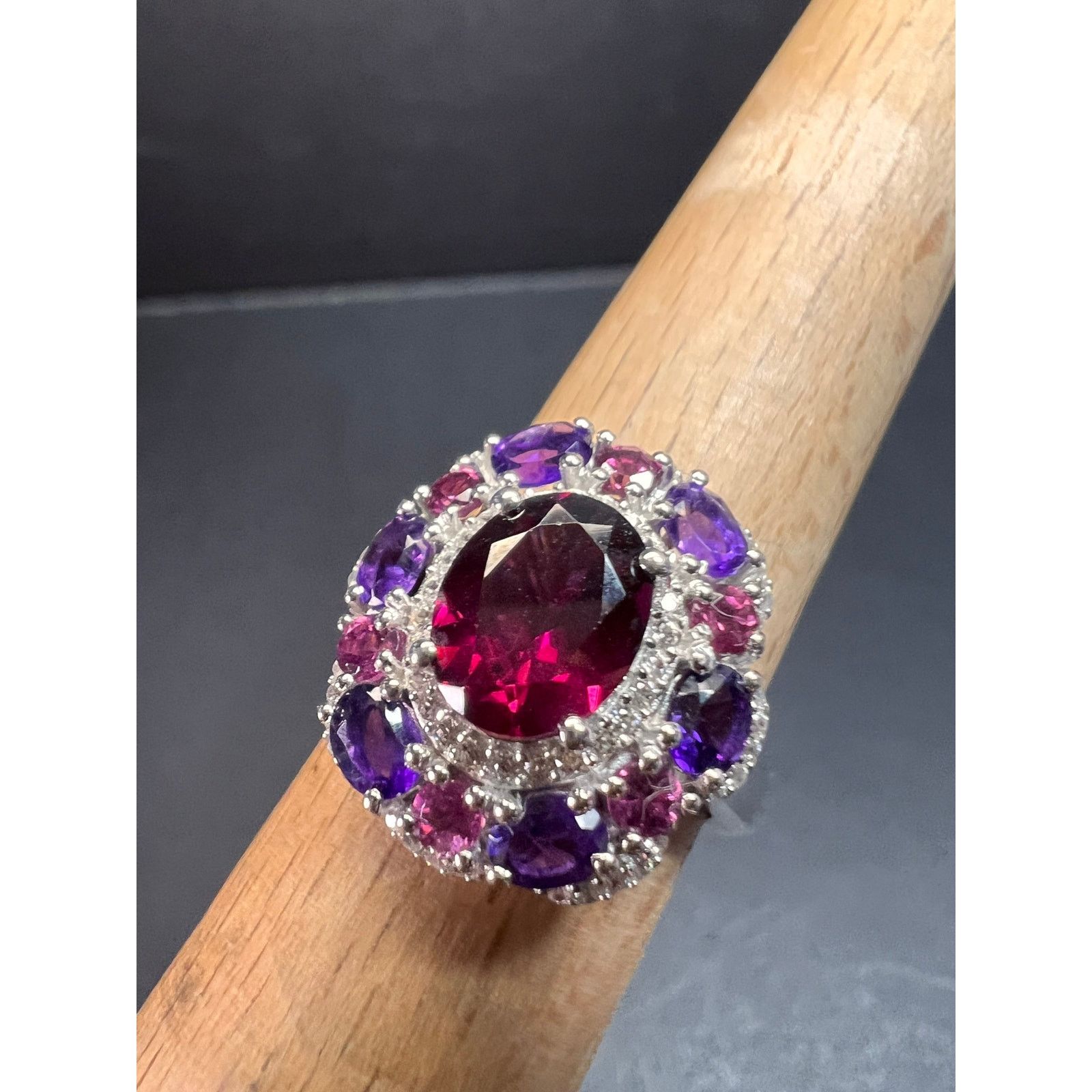 Other NEW rhodolite garnet and amethyst ring in 925 silver size 7 Size ONE SIZE - 11 Thumbnail