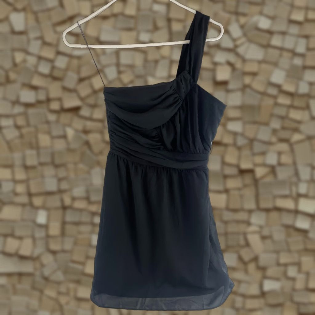 Vintage dELiA*s Dress Women’s 3/4 Black One Shoulder Above the Knee Party/Cocktail Sleeveless Short Bodycon Size XS / US 0-2 / IT 36-38 - 1 Thumbnail