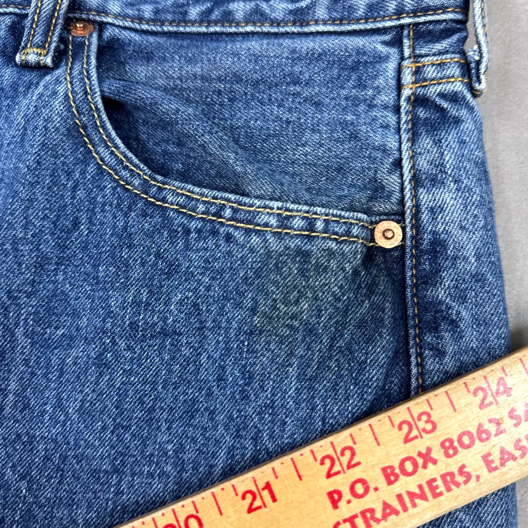 Levi's Levi's 501 Jeans Men 34x30 Blue Button Fly Denim Pants Cropped Distress (Tag34x36) Size US 34 / EU 50 - 6 Thumbnail