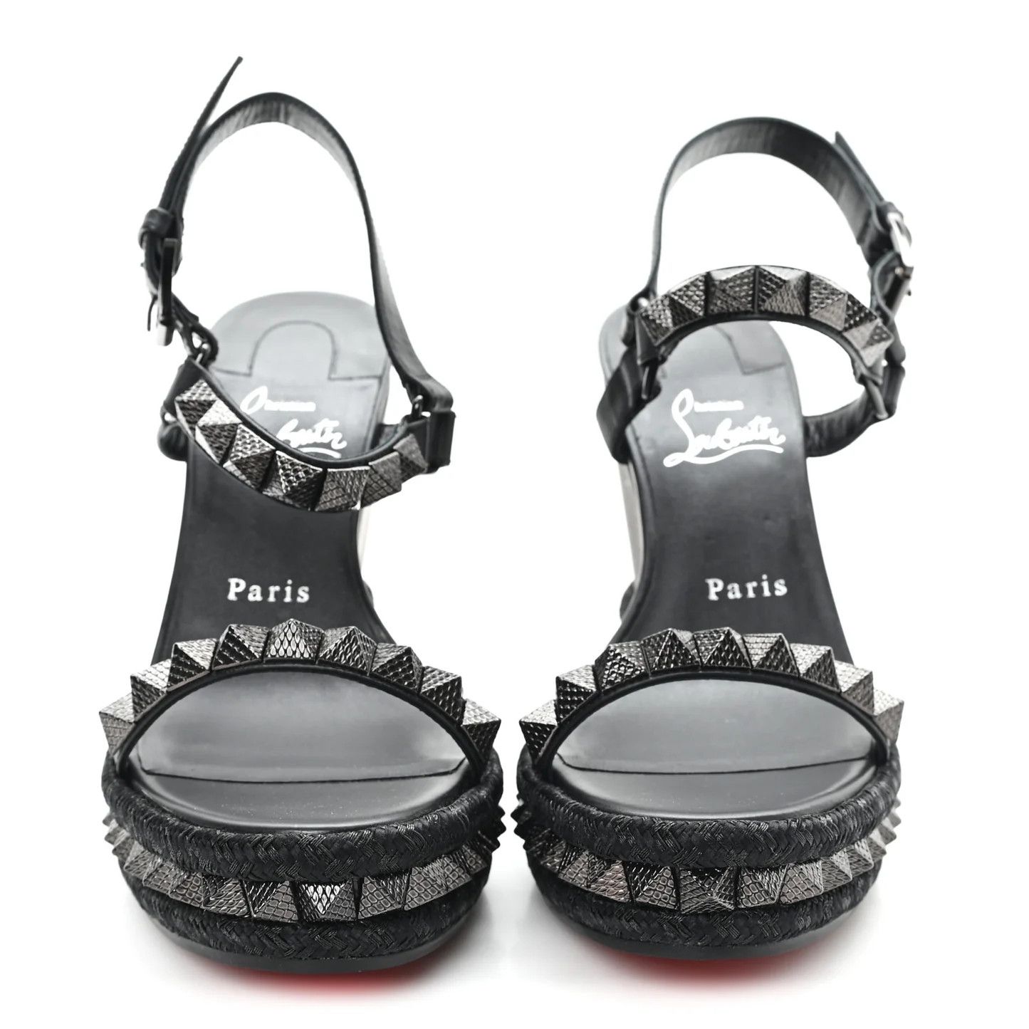 Christian Louboutin os11x0526 Pyraclou 110mm Nappa Leather Wedges Sandals Size US 11 / IT 41 - 2 Thumbnail